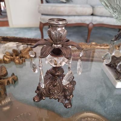 Brass/ Crystal Candlesticks