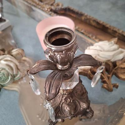 Brass/ Crystal Candlesticks