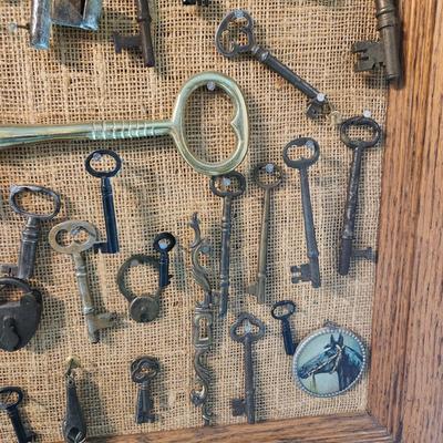 Antique & Vintage Skeleton Keys Framed Display 17x22