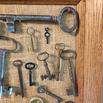 Antique & Vintage Skeleton Keys Framed Display 17x22
