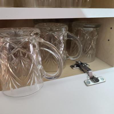 3 Shelves of Clear Barware Drinking Glasses Wine Highball Lowball Mugs