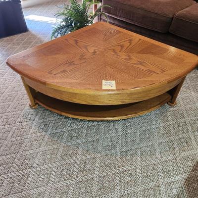 Solid Wood Pie Shaped Lift Top Coffee Table 38x38x39 x16H