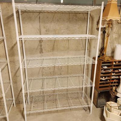 1 White Coated Metal Storage Shelves 5 shelves 48" x18"x74"