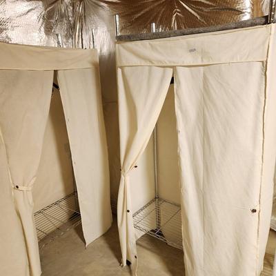 2 Wire Metal Clothing Storage Racks with covers 1 with hangers