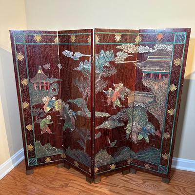 LOT 3: Vintage 4 Panel Chinese Wooden Screen Divider