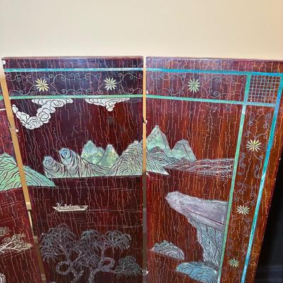 LOT 3: Vintage 4 Panel Chinese Wooden Screen Divider