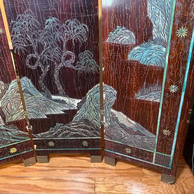 LOT 3: Vintage 4 Panel Chinese Wooden Screen Divider
