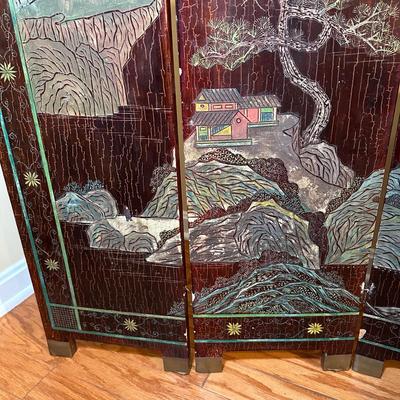 LOT 3: Vintage 4 Panel Chinese Wooden Screen Divider