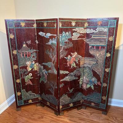 LOT 3: Vintage 4 Panel Chinese Wooden Screen Divider