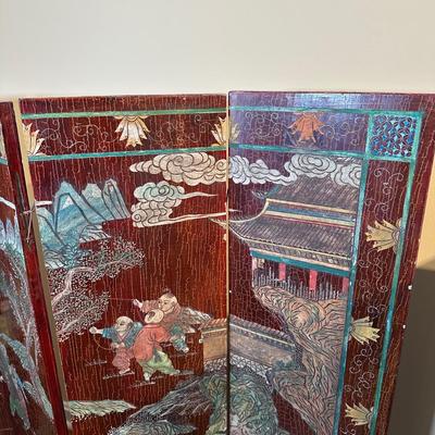 LOT 3: Vintage 4 Panel Chinese Wooden Screen Divider