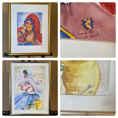 LOT 10: 2 Signed Water Color Paintings by Local Artist Annette Weisbach