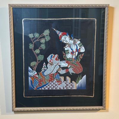 LOT 11: Vintage Hand Painted Thai Goddess and Dragon Mongkut On Silk
