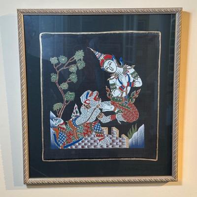 LOT 11: Vintage Hand Painted Thai Goddess and Dragon Mongkut On Silk
