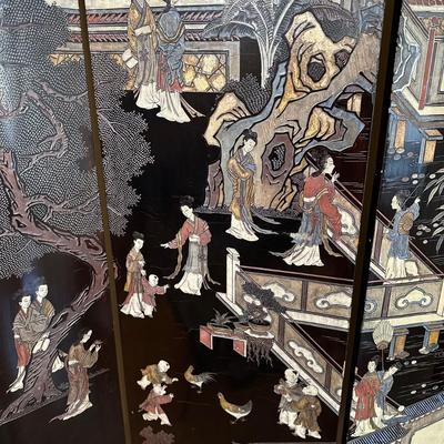 LOT 13: Vintage Chinese 4 Panel Wooden Screen Divider