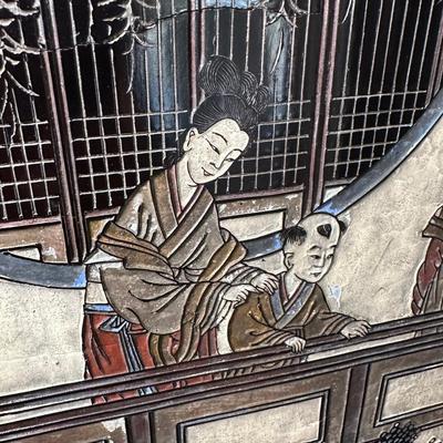 LOT 13: Vintage Chinese 4 Panel Wooden Screen Divider