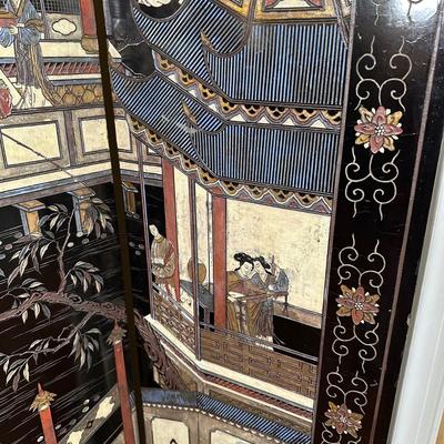 LOT 13: Vintage Chinese 4 Panel Wooden Screen Divider