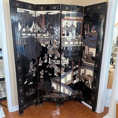 LOT 13: Vintage Chinese 4 Panel Wooden Screen Divider