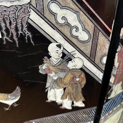 LOT 13: Vintage Chinese 4 Panel Wooden Screen Divider