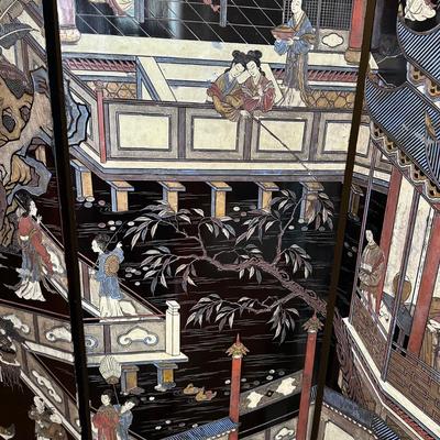 LOT 13: Vintage Chinese 4 Panel Wooden Screen Divider