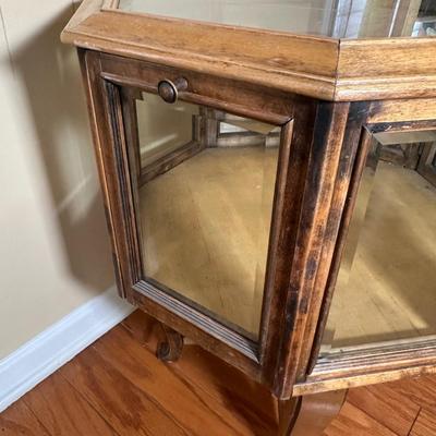 LOT 14: Antique Oak Octagonal Showcase Display Cabinet Table