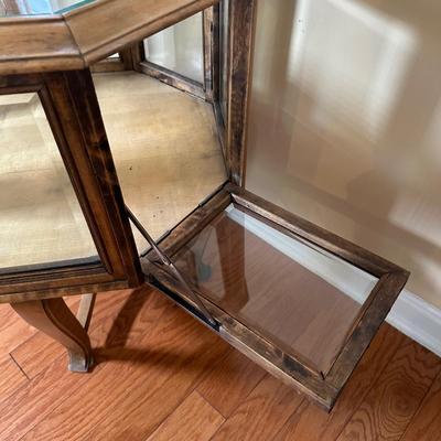 LOT 14: Antique Oak Octagonal Showcase Display Cabinet Table