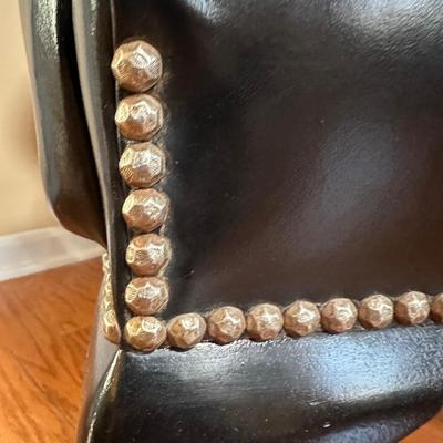 LOT 15: Beautiful Vintage Wingback Black Leather Chair