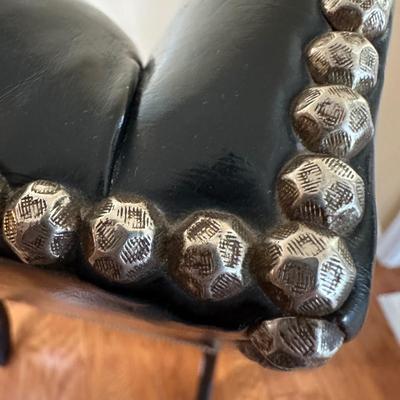 LOT 15: Beautiful Vintage Wingback Black Leather Chair