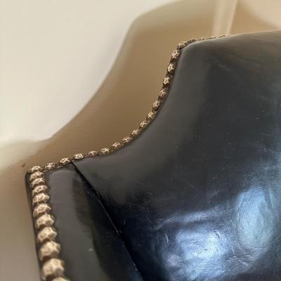 LOT 15: Beautiful Vintage Wingback Black Leather Chair