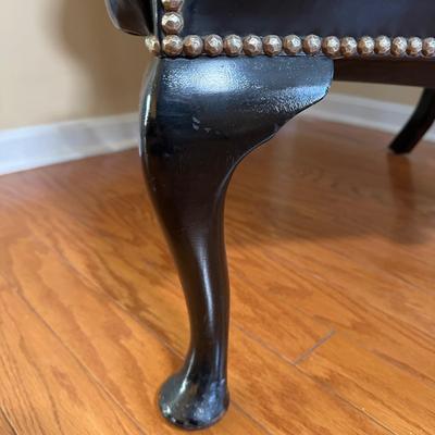 LOT 15: Beautiful Vintage Wingback Black Leather Chair