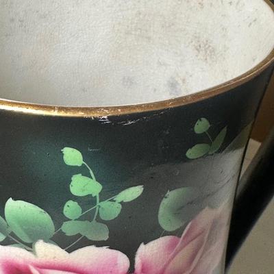 LOT 24: Wm. A. Berkey Furniture Wooden Side Table w/ Ceramic Pitcher & Bowl