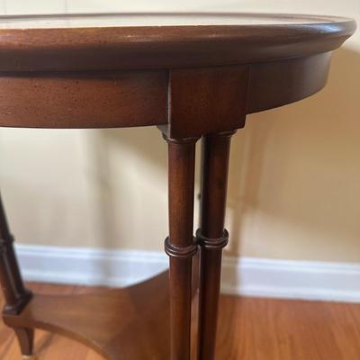 LOT 24: Wm. A. Berkey Furniture Wooden Side Table w/ Ceramic Pitcher & Bowl