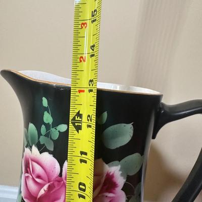 LOT 24: Wm. A. Berkey Furniture Wooden Side Table w/ Ceramic Pitcher & Bowl