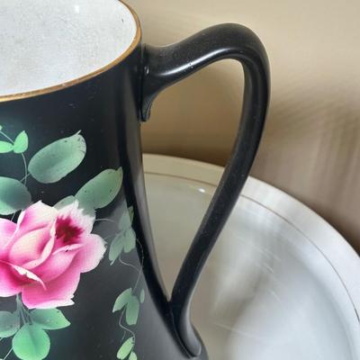 LOT 24: Wm. A. Berkey Furniture Wooden Side Table w/ Ceramic Pitcher & Bowl
