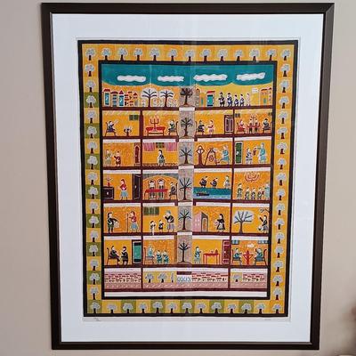 LOT 28:Shalom Moskovitz Israeli Folk Art Lithograph numbered & signed