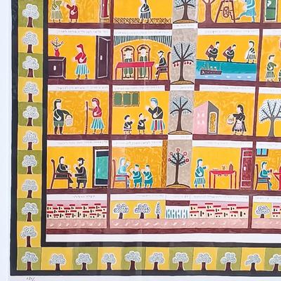LOT 28:Shalom Moskovitz Israeli Folk Art Lithograph numbered & signed