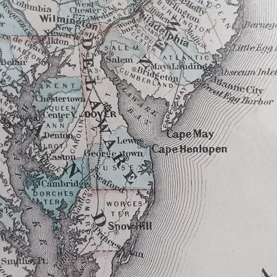 LOT 32: Hand colored 1858 Colton's Atlas Map NY NJ PA & DE