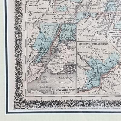 LOT 32: Hand colored 1858 Colton's Atlas Map NY NJ PA & DE