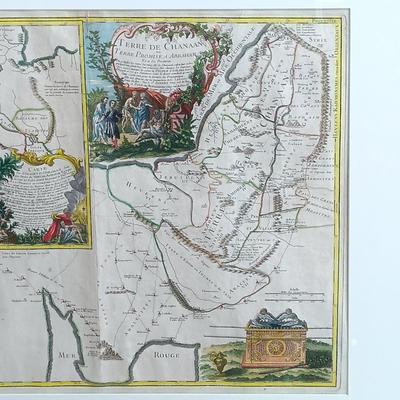 LOT 33: Antique Map of the Holy Land, Hand colored etching 18th century Robert de Vaugondy
