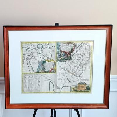 LOT 33: Antique Map of the Holy Land, Hand colored etching 18th century Robert de Vaugondy