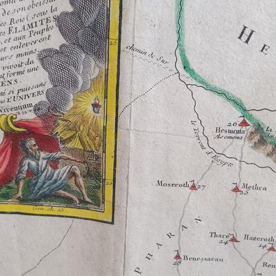 LOT 33: Antique Map of the Holy Land, Hand colored etching 18th century Robert de Vaugondy