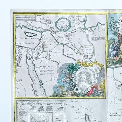 LOT 33: Antique Map of the Holy Land, Hand colored etching 18th century Robert de Vaugondy