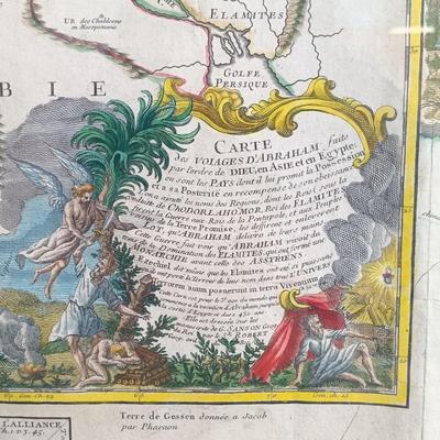 LOT 33: Antique Map of the Holy Land, Hand colored etching 18th century Robert de Vaugondy