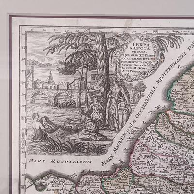 LOT 34: Antique 18th century Map of the Holy Land Israel Hand Colored Engraving