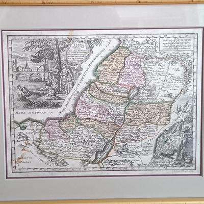 LOT 34: Antique 18th century Map of the Holy Land Israel Hand Colored Engraving