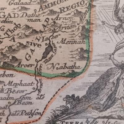 LOT 34: Antique 18th century Map of the Holy Land Israel Hand Colored Engraving