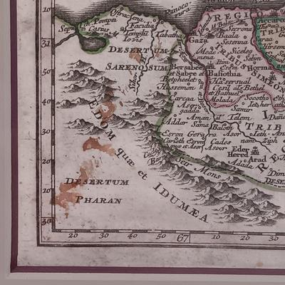 LOT 34: Antique 18th century Map of the Holy Land Israel Hand Colored Engraving