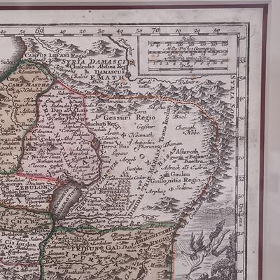 LOT 34: Antique 18th century Map of the Holy Land Israel Hand Colored Engraving