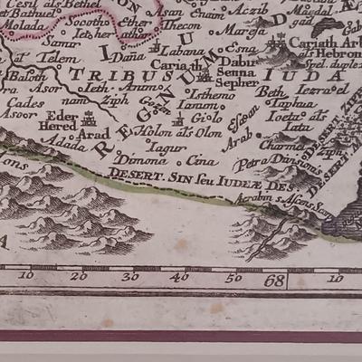 LOT 34: Antique 18th century Map of the Holy Land Israel Hand Colored Engraving