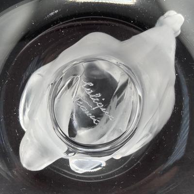 LOT 56: Vintage Lalique France Frosted Swan Ring Dish