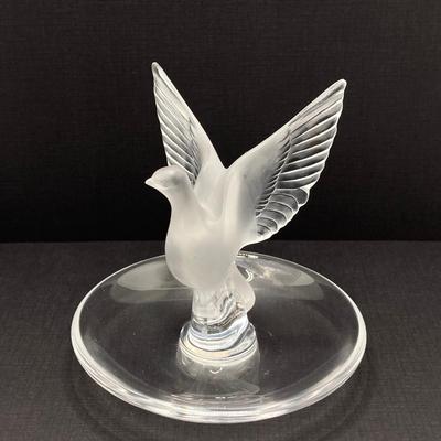 LOT 57: Vintage Lalique France Frosted Dove Ring Dish